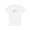 T-shirt manica corta strass bianco