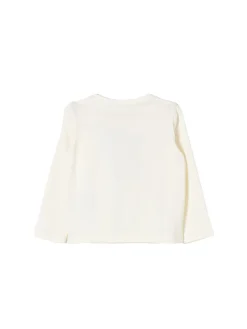 T-shirt manica lunga con orsetto e fiocchetti bianco