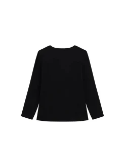 T-shirt manica lunga con scritta patch nero
