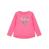 T-shirt manica lunga logo paillettes fucsia