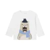 T-shirt manica lunga orso panna