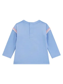 T-shirt manica lunga paillettes celeste
