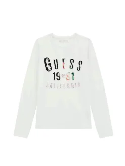 T-shirt manica lunga patch bianco