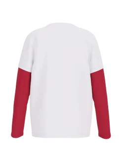 T-shirt manica lunga patch bear bianco