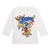 T-shirt manica lunga stampa jersey bianco