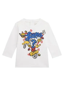 T-shirt manica lunga stampa jersey bianco
