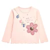 T-shirt manica lunga stampa patch rosa