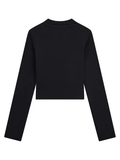 T-shirt manica lunga stretch rib nero