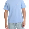 T-shirt maniche corte con tasca e piccolo logo celeste