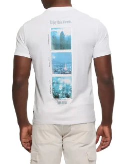 T-shirt maniche corte con stampa posteriore bianco