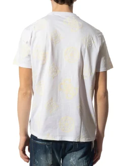 T-shirt maniche corte con maxi loghi peony a contrasto bianco