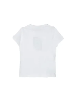 T-shirt maniche corte con logo strass bianco