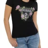 T-shirt maniche corte floral triangle nero