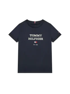 T-shirt maniche corte scritta th logo blu