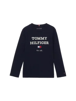 T-shirt maniche lunghe con logo th blu