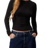 T-shirt minimal a maniche lunghe slim nero