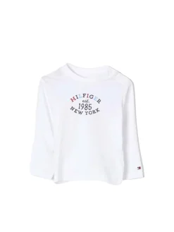 T-shirt neonato monotype a maniche lunghe bianco