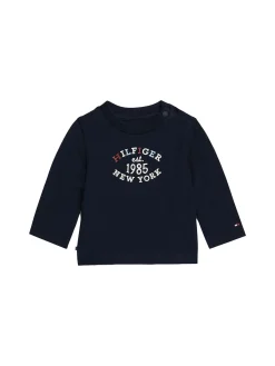T-shirt neonato monotype a maniche lunghe blu