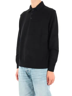 T-shirt polo manica lunga nero