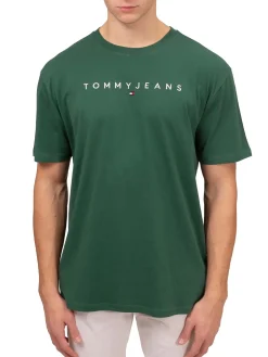 T-shirt Regular fit con linear logo ricamato verde