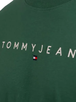 T-shirt Regular fit con linear logo ricamato verde