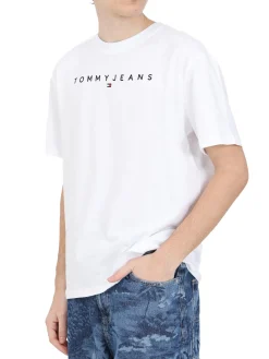 T-shirt regular linear logo bianco