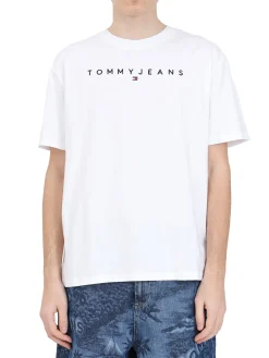 T-shirt regular linear logo bianco