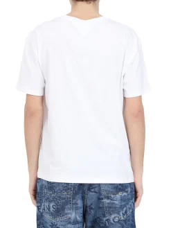 T-shirt regular linear logo bianco