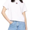 T-shirt squadrata con distintivo bianco