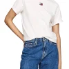 T-shirt squadrata con distintivo bianco