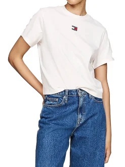 T-shirt squadrata con distintivo bianco