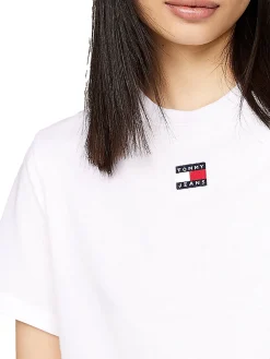 T-shirt squadrata con distintivo bianco