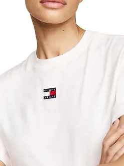 T-shirt squadrata con distintivo bianco
