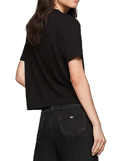T-shirt squadrata con distintivo nera