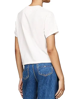 T-shirt squadrata con distintivo bianco