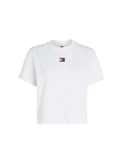 T-shirt squadrata con distintivo bianco