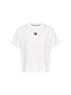 T-shirt squadrata con distintivo bianco