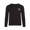 T-shirt teen a maniche lunghe logo sul petto nero