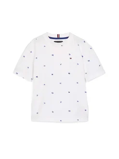 T-shirt teen con motivo bandierine allover bianco