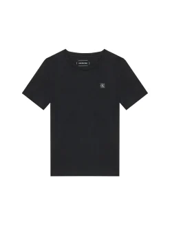 T-shirt teen mini logo badge monogram nero