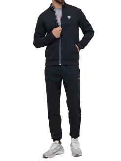 Tuta con zip e placca logo nero