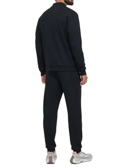 Tuta con zip e placca logo nero