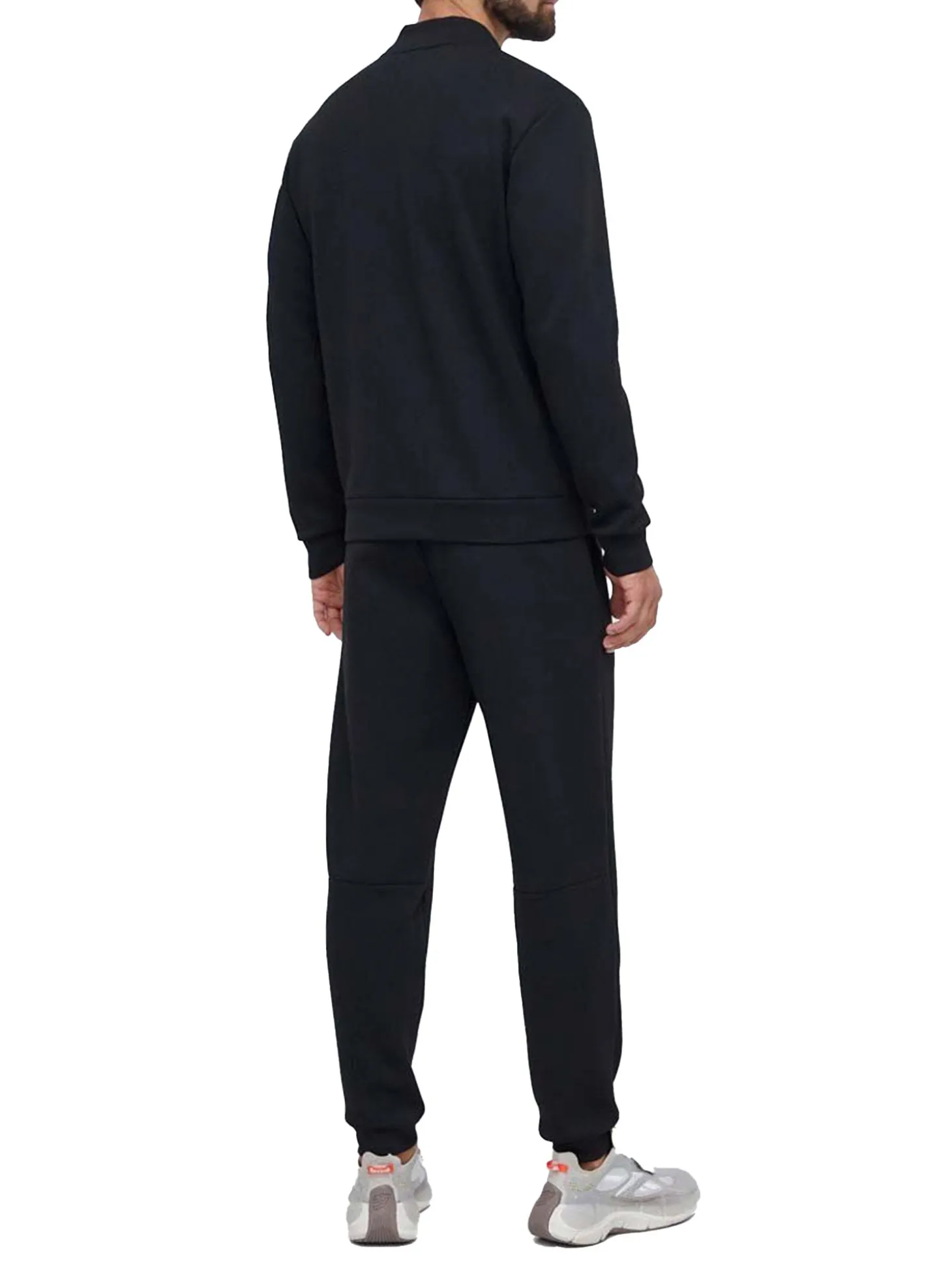 Tuta con zip e placca logo nero
