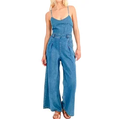 Tuta in denim con lacci sul retro