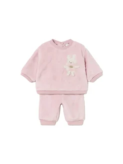 Tuta peluche patch rosa