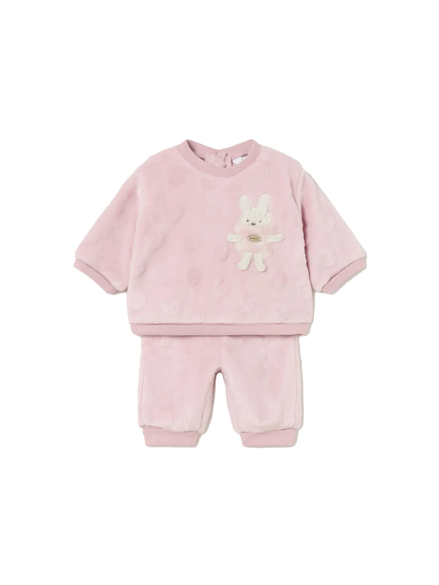 Tuta peluche patch rosa