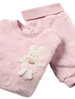 Tuta peluche patch rosa