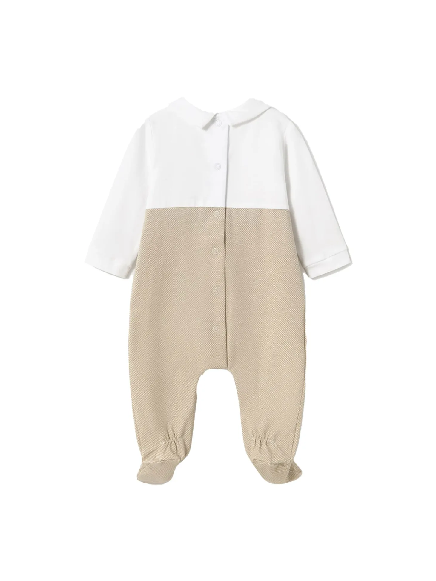Tutina colletto in cotone strech beige/bianco