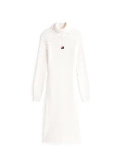 Vestito pullover mini con collo alto bianco
