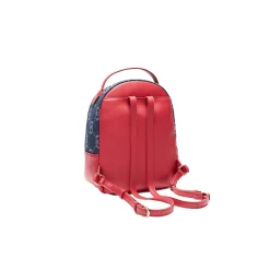 Zaino con logo all-over denim/rosso
